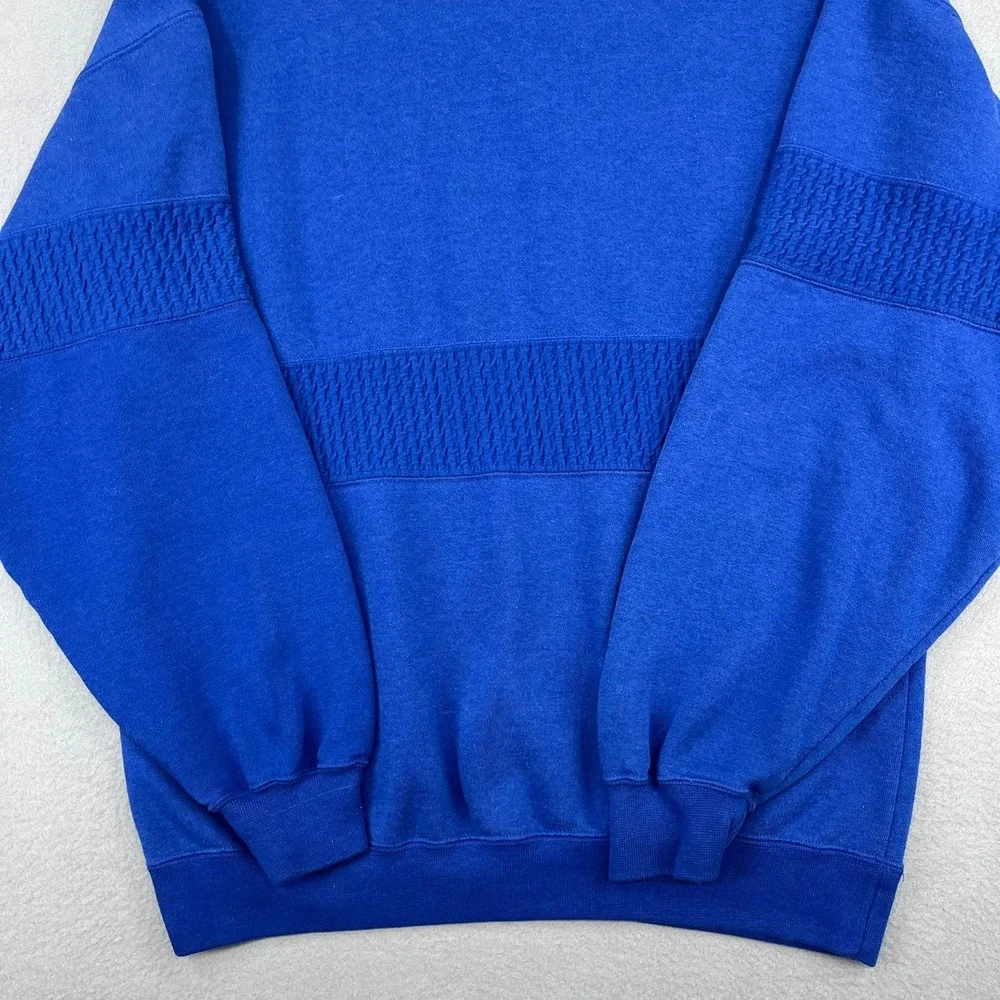 Vintage‎ Cheetah by Mervyns Blue Textured Crewneck Sweatshirt Mens Medium 90s